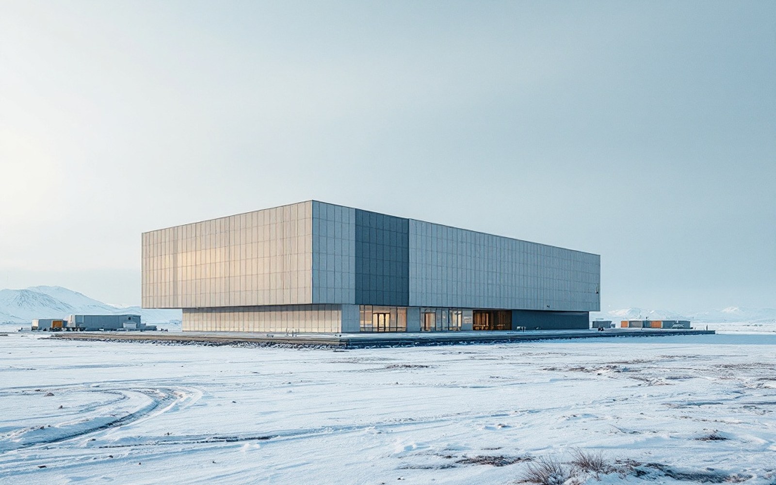 A single large institutional building on a pad